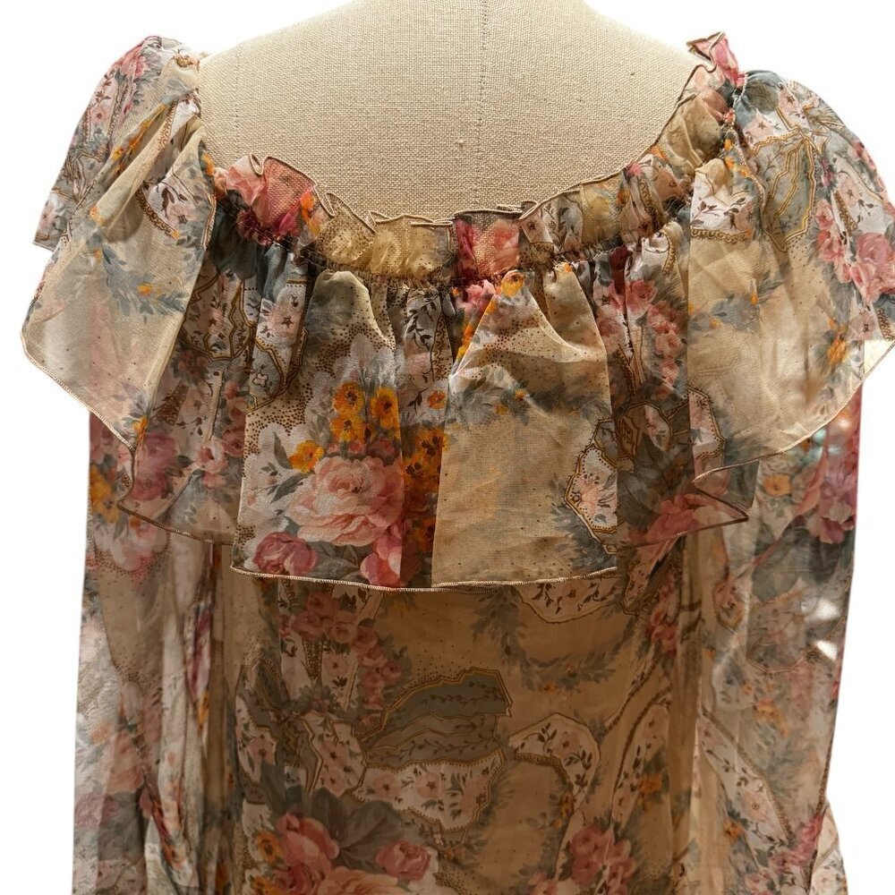 Vintage 1970s Rona New York Sheer Floral Tiered Maxi Dress – Bohemian Prairie Co - Picture 8 of 9